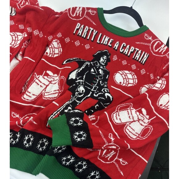 Captain Morgan 4 Person Christmas Sweater Novelty Pullover Knit Adult One Size - Picture 9 of 16